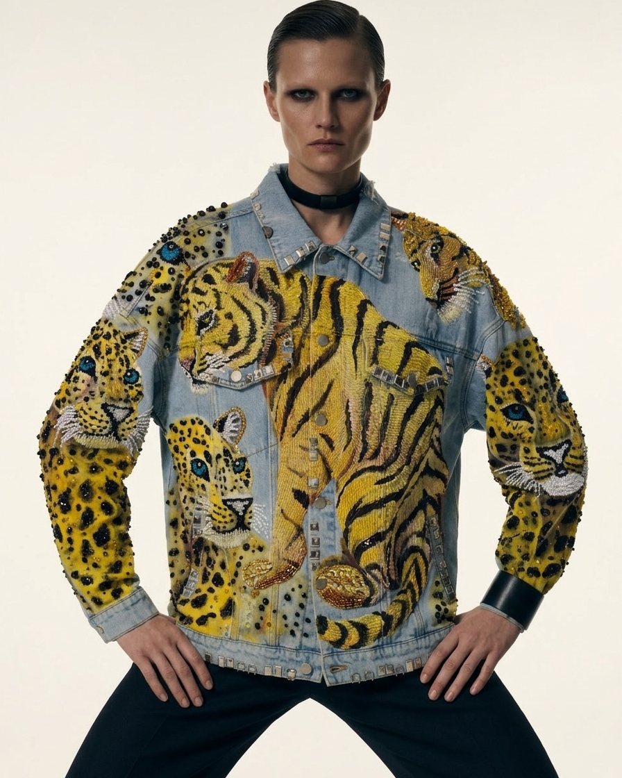 Denim yellow animal jacket