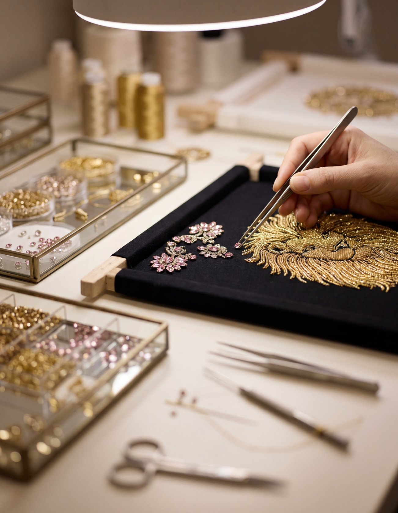 Beading rhinestone couture handwork